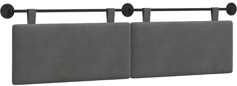 vidaXL Hängendes Kopfteil Dunkelgrau Cordstoff, Modernes rechteckiges Wandkopfteil, platzsparendes, weich gepolstertes Kopfteil, minimalistisches Wohnmöbeldesign