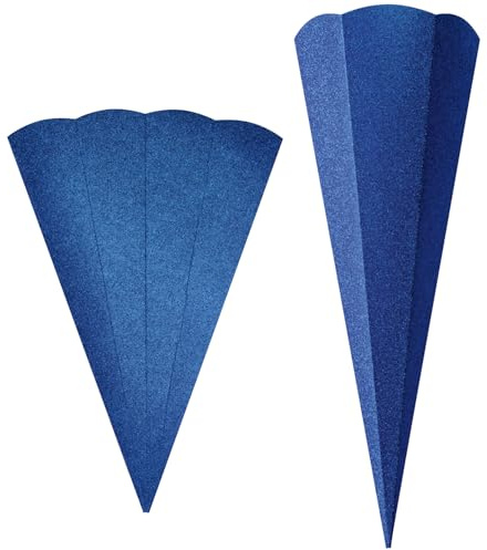 CREATIV DISCOUNT Schultüten-Rohling, mit Steckverschluss, 68cm, Glitter (1 Stück, Ultramarin)