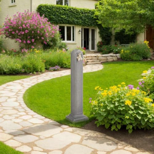 Runheo Réservoir de Jardin Gris Clair Aspect Pierre avec Robinet de ½ Pouce, capacité adaptée, pour arrosage et Entretien extérieur, résistant aux intempéries, idéal pour terrasse