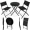 TecTake® Conjunto Muebles Jardín Exterior 3 Piezas con Estructura de Acero, Mesa y Sillas Terraza Resistentes a Intemperie, Topes en Patas, Tela de Secado Rápido, Asas para Fácil Transporte - Negro