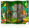 decomonkey Paravent Raumteiler Innen Tiere 225x172 cm 5 Teilig Beidseitig Room Divider Wall Raumteiler Stehend Trennwand Sichtschutz Spanische Wand Sichtschutzwand Wohnzimmer Holz Afrika Elefant