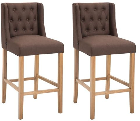 CLP 2er Set Barhocker Cassandra Mit Stoffbezug I Thekenhocker Mit Vierfußgestell Aus Kautschukholz, Farbe:braun, Gestell Farbe:antik-hell