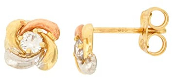 Gerry Eder Ohrringe 01.EG525 Ohrstecker 14 Karat (585) Tricolor Weiß Zirkonia