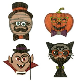 Sizzix Thinlits Die Set 664206, Hip Haunts, Vampire, Cat & Pumpkin by Tim Holtz, 10 Pack, Multi Colour, One Size
