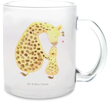 Mr. & Mrs. Panda Teetasse Giraffe Kind - Geschenk, Teebecher, Mutter, Afrika, Teeglas, Wildtiere, Glas Teetasse, Tasse mit Henkel, Mama, Sohn