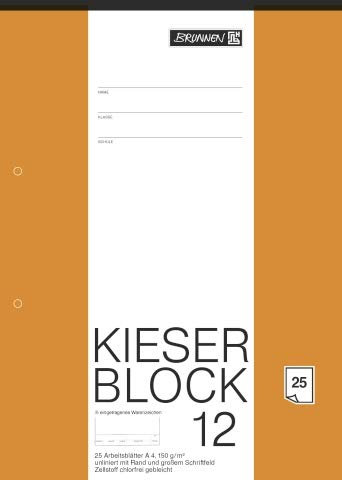 BRUNNEN 1042237 KIESER-Zeichenblock (A4, 25 Blatt, blanko, mit Rand, gelocht, 150g/m²) (4)