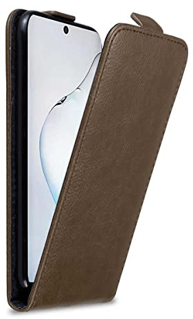 Cadorabo Hülle kompatibel mit Samsung Galaxy Note 10 Flip Design aus Premium Kunst Leder Flip Klappbare Stoßfeste Magnetische Cover Hülle für Galaxy Note 10 Tasche in Braun