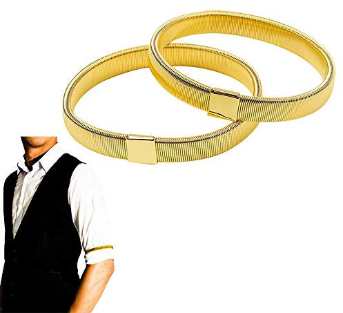 CHENGZI Anti-Slip Shirt Sleeve Armbands Stretch Elastic Armbands Bracelet Sleeve Holders 1 Pair (GOLD)