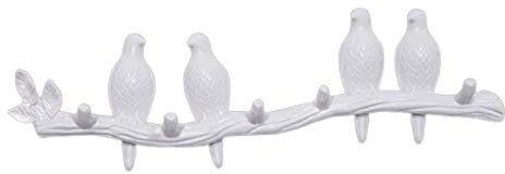 Tubayia Kreative Vogel Wandhaken Kleiderhaken Huthaken Garderobenhaken Wand Dekoration für Wohnzimmer, Schlafzimmer (Weiß 4 Vogel)