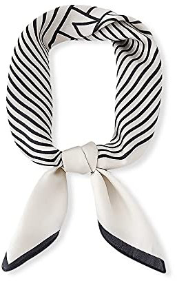 LumiSyne Mode Seidenschal Damen Klassischer Streifen Großer Quadratischer Schal 90X90 Pendeln Stil Kopftuch Dekoration Bandana Haarband Seidig Warmer Schal