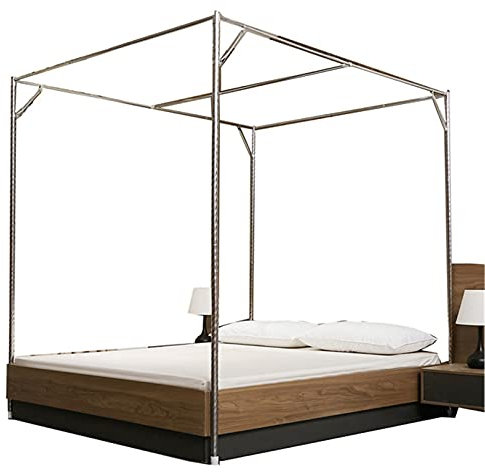 Dalovy Bettüberdachung Moskitonetz Baldachin Rahmen, Edelstahl, Silber, Modern Romantic, 220 x 135 cm, 195 cm Höhe, Einstückiger Deckenbaldachin