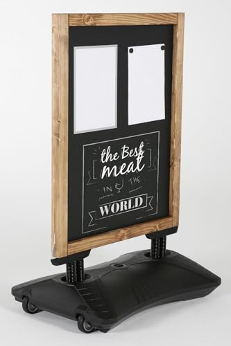 DIsplayLager - Kundenstopper Blackboard Wind-Sign 59 x 78 cm mit Holzrahmen, Füllbar, Rollen