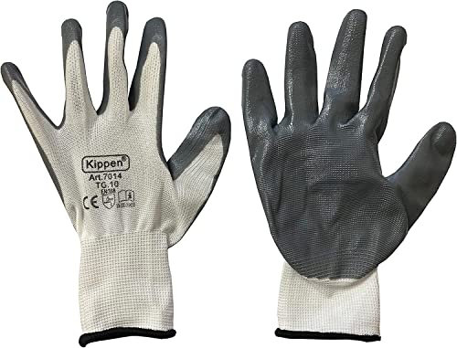 kippen 7014K3 - Confezione da 12 Paia di Guanti da Lavoro in Nitrile, Taglia 10