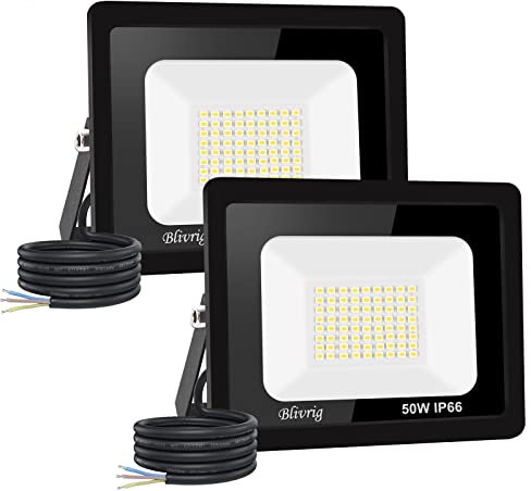 【2 Stück】30 W LED-Außenstrahler, 3000 lm, IP66, wasserdicht, für den Außenbereich, super hell, Außenbeleuchtung, warmweiß (3000 K), Sicherheits-LED-Spot für Stadien, Fabriken, Parkplatz, Garage, Jardi