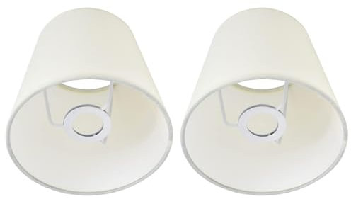 Cyrank Kleiner Lampenschirm, 2er-Set, Kronleuchter, Mini-Lampenschirm, Lichtschirme für Lampen, Barrel-Stoff-Lampenschirm für Tischlampe und Boden(Weiß)