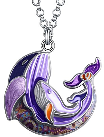 DALANE Emaille Legierung Süß Wal Halskette Ozean Fisch Anhänger Wal Schmuck Muttertagsgeschenke für Damen Mädchen Kinder (Lila)
