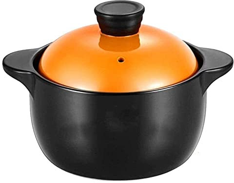 Clay Pot for Cooking Clay Casserole Terracotta Pot Ceramic Casserole High Temperature Cooking(A Capacity 2.8L)