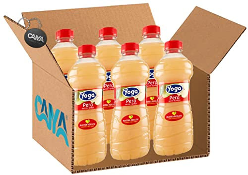 6X Yoga Pera Succo di Frutta e Polpa al Gusto di Pera Italiana 1L [CAIYA® BOX da 6 Bottiglie]