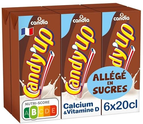 CANDY'UP - Boisson Chocolatée Allégée en Sucre - 6 bouteilles de 20cl - Lait au chocolat léger et savoureux - 100% plaisir sans culpabilité - Format - Vendu Par Unité