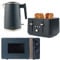Salter COMBO-8687 Marino Kettle Toaster Microwave Set – Matching Blue Kitchen Countertop Breakfast Set, Rapid Boil 1.7L 3kW Kettle, 4-Slice Anti-Jamming Toaster, 20L 800W Manual Dial Microwave