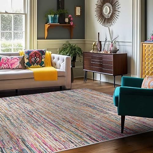 Mazovia Bunte Teppiche - Modern Abstrakt Bunt Teppich für Wohnzimmer, Esszimmer, Schlafzimmer - Kurzflor Niedrigflor Pflegeleicht Oeko-TEX - Multi Mehrfarbig - Versch. Größen - 300 x 400 cm