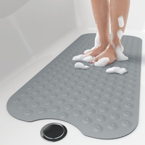 OTHWAY No Suction Cup Bathtub Mat,40x100CM Extra Long Bathmat Perfect for Refinished Bathtub, Soft Rubber Tub mat for The Elderly&Children