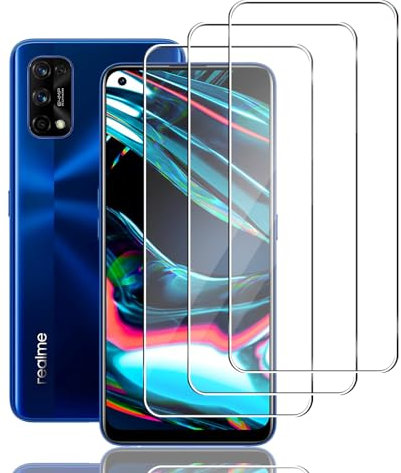 Ljietr 3 Pack Protector de Pantalla Compatible con Realme 7 Pro Cristal Vidrio Templado, Dureza 9H, Ultra Transparente