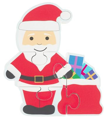 Christmas Mini Wooden Puzzles - My First Puzzles, Jigsaw Puzzle Games with Father Christmas- Educational Toys For 1 Year Old + Toddler, Montessori Early Development & Activity Toys by Orange Tree Toys
