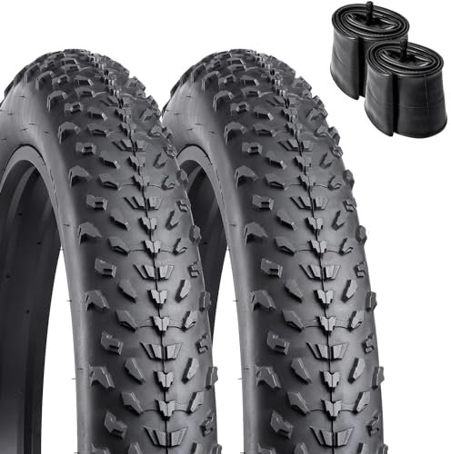 2 Reifen 20 x 4.0 x Fat Bike + 2 Schläuche E-Bike Gummi 20 Zoll (20 Zoll), 1 Paar Fahrradreifen für Mountainbike, Elektrofahrrad, schwarz, starr 20 x 4.0 (100-406)