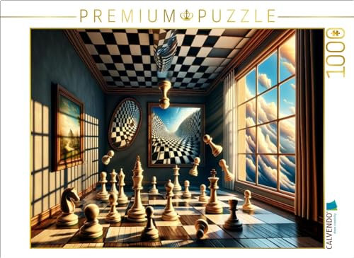 CALVENDO Puzzle Schachgeflüster im Raum der Illusionen: Das Spiel, das Realität verbiegt | 1000 Teile Lege-Größe 64 x 48 cm Foto-Puzzle für glückliche Stunden