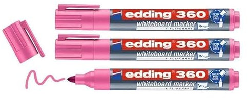 EDDING Whiteboard-Marker 360, Rosa, Rundspitze 1,5-3 mm, 3 Stück