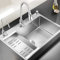 HaTur Spülbecken aus Edelstahl, 60 * 45 cm Küchenspüle Set, Waschbecken Einbauspüle 1 Becken, Silber