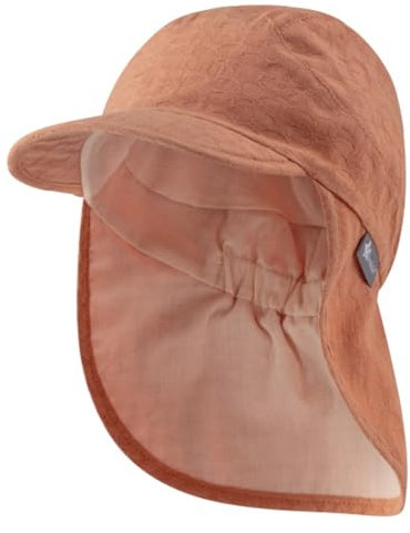 Sterntaler Schirmmütze Nacken Jacquard - Mädchen Mütze aus Baumwolle - UV-Schutz 50+ Sonnenhut mit Nackenschutz - Sommer Kopfbedeckung mit Futter aus Batist (Bio)- lichtbraun, Größe 53