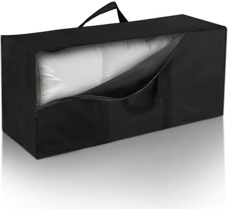 Fenghome Aufbewahrungstasche Gartenauflagen, Wasserdicht 420D Auflagentasche für Gartenpolster Polsterauflagen mit Reißverschluss und Griffen, Große Aufbewahrung Tasche-Schwarz(120x30x80cm)