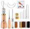 Leder Nähwerkzeug Set, 19 Stück Leder Nähset, Leder Werkzeug Set, Enthalten Leder Nähnadeln Ledernadeln, Fingerhut, für Anfänger und Profis