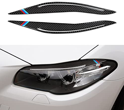 2PCS Auto Scheinwerfer Augenbrauen Abdeckung Augenlider Aufkleber Kohlefaser Decal Kompatibel mit F10 F11 2014 2015 2016 2017 Zubehör