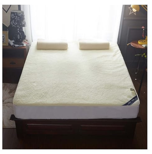 Coxlrrso Matratzenauflage aus Wolle, Matratzenschoner aus Wolle – atmungsaktiver, Faltbarer Matratzenschoner aus Lammwolle, Bettauflage aus Reiner Wolle, reinweiße Matratze(Mattress Topper,53 * 79)