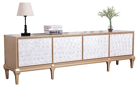 YCCHAH Meuble TV avec Rangement Creative Shell Motif TV Cabinet Salon Audio-visuel Cabinet Casier Buffet Cabinet Décoratif Plancher Cabinet Meuble TV pour Salon(180cm)