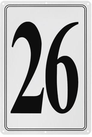 M METERXITY Aluminum Number Sign 26, 11.8 Inch House Numbers and Metal Letters, Parking Spot Letter Signs, Metal Letter Wall Decor for Garden/Door/Mailbox [Black Text On White]