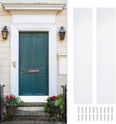 sourcing map 2pcs Door Kick Plate, 6 x 30 Inches Aluminum Kick Plate Door Plate, 1.5mm (1/16 Inch) Thickness, for Exterior Front Door or Back Door, White
