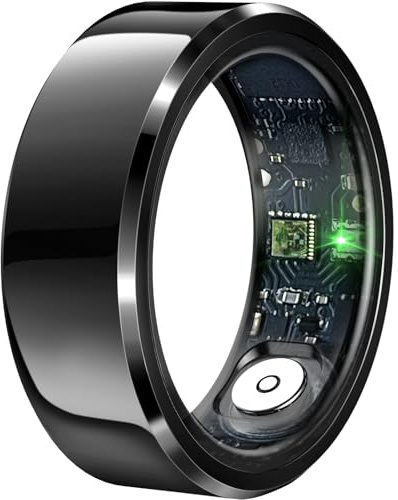 Smart Ring with Air Gesture Control, Health Tracker, 7-Day Battery, IPX8 Waterproof, Heart Rate & Sleep Monitor - Stylish Fitness Ring for Men & Women, Compatible with iOS/Android, Size 11,Black