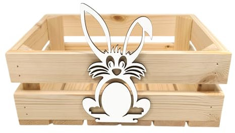 GoodFreshDecor Holzkiste Ostern Kiste Korb Osterkorb Deko Holz Osterhase Kiefernholz 30x20x12 cm Naturfarbe