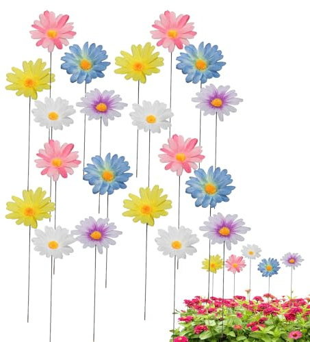 Nhujevkom Gartenstecker Bunte Blumenstecker Dekorative,30cm Metall Gänseblümchen Gartenstecker, Gartendeko Dekorative Gartenpfähle Bunte Für Garten, Balkon, Terrasse Oder Blumentopf, Wetterfest