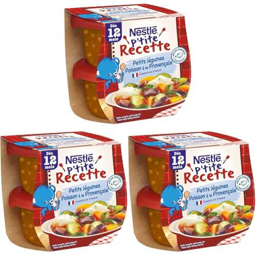 Nestlé Bébé P'tite Recette Plat complet Poisson à la Provençale - dès 12 mois - 2 x 200g (Lot de 3)