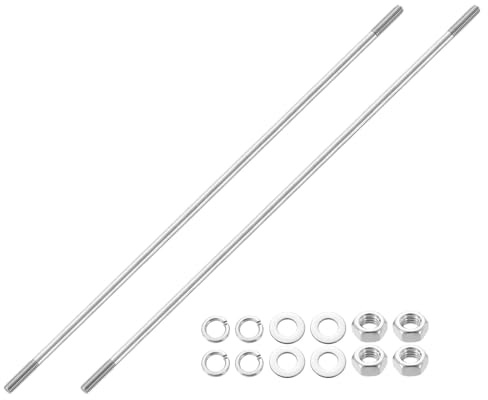 QUARKZMAN 2Pz Bulloni a Doppia Testa M8x400mm Acciaio Inox 304 | Bulloni a Doppia Filettatura con Dadi Rondelle Piane e Dentate, Barra Filettata a Doppia Estremità, per Manutenzione in Casa