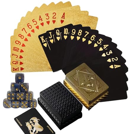 Leimonri Poker Playing Cards 2 pack Waterproof Playing Cards UK Set with 6 Coloured Dice |Fade-Resistant Poker Cards (blue)-Playing Card Tin