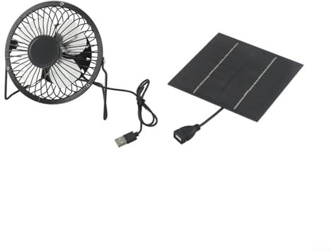 Ventilateur d'extraction solaire rond - 10,2 cm - 5 W - Avec panneau solaire - Kit de ventilateur pour poulailler et serre