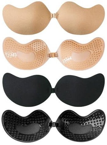 SAIIURV 4 Pezzi Rreggiseno Invisibile Reggiseno Adesivo Push Up, Senza Spalline Reggiseno, Riutilizzabile Traspirante, Reggiseno Schiena Scoperta, per Donna per Abito Cerimonia