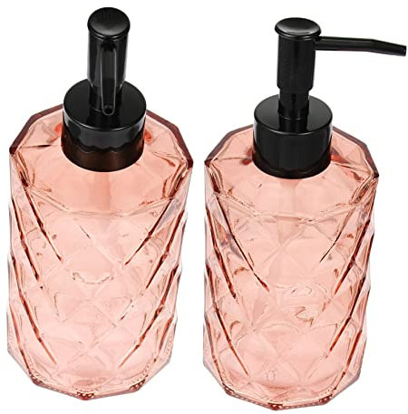 2 Pièces Distributeur de Verre Rechargeables Bouteilles Pompes Ergonomiques pour Gel pour Salle de Bain et Cuisine
