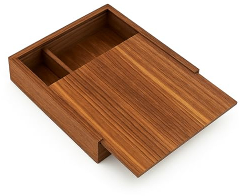LONMAIX Aufbewahrungsbox aus Walnussholz mit Fächern, handgefertigtes Geschenk, Andenken-Organizer für Fotos, USB-Sticks, Ringe, kleine Gegenstände, 17 x 17 x 3,5 cm